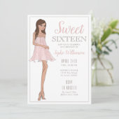 lief zestien blond meisje verjaardag uitnodiging (Staand voorkant)