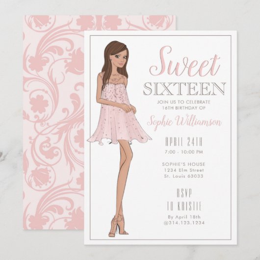 lief zestien blond meisje verjaardag uitnodiging (Voorkant / Achterkant)