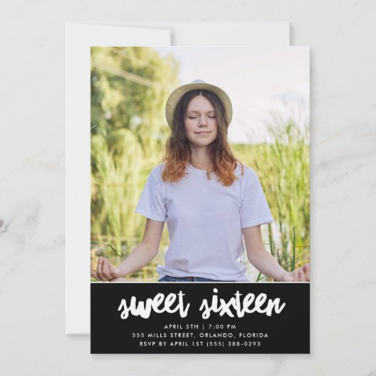Lief Zestien Foto Verjaardagsfeest Kaart (Voorkant)