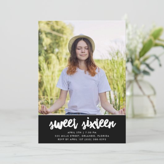 Lief Zestien Foto Verjaardagsfeest Kaart (Staand voorkant)