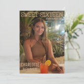 Lief Zestien Fototijdschrift Verjaardag Kaart (Staand voorkant)