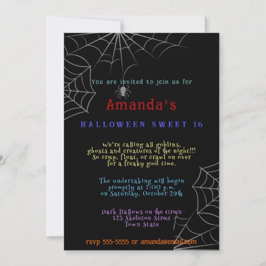 Lief Zestien Halloween Verjaardag Viering Kaart (Achterkant)