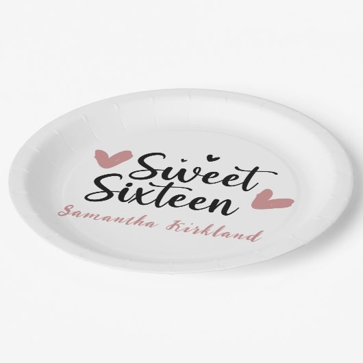 Lief Zestien Hartverjaardag Papieren Bordje (Gekanteld)