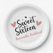 Lief Zestien Hartverjaardag Papieren Bordje (Voorkant)