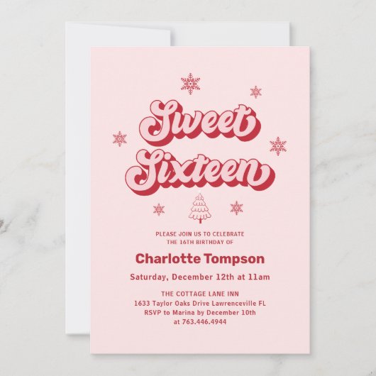 Lief Zestien Kerstmis Verjaardag Kaart (Voorkant)