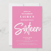 Lief zestien, lief 16, roze, verjaardagsfeestje kaart (Voorkant)