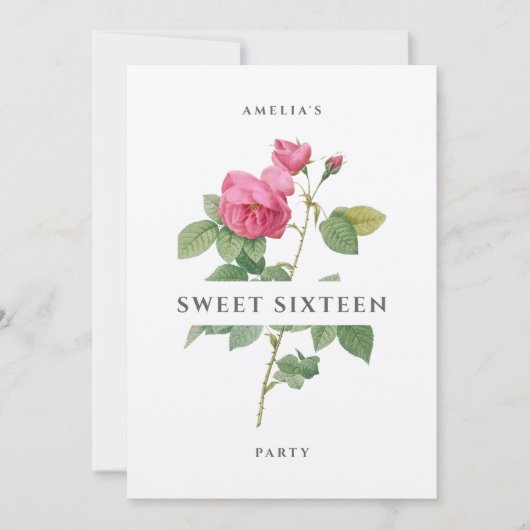 Lief Zestien Modern Bloemen Verjaardagsfeest Kaart (Voorkant)