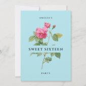 Lief Zestien Pastel Blauw Bloemen Verjaardagsfeest Kaart (Voorkant)