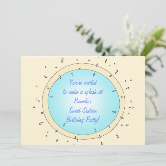 Lief Zestien Pool Party Verjaardag Uitnodigingen (Staand voorkant)