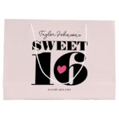 Lief Zestien Retro Gelukkige Verjaardag Tiener Roz Groot Cadeauzakje (Achterkant)