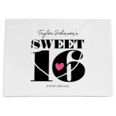 Lief Zestien Retro Verjaardag Tiener Wit Roze Groot Cadeauzakje (Voorkant)