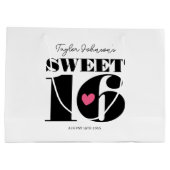 Lief Zestien Retro Verjaardag Tiener Wit Roze Groot Cadeauzakje (Achterkant)