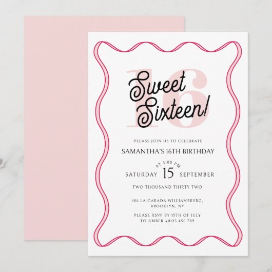 Lief Zestien Retro Wavy Minimalist 21e Verjaardag Kaart (Voorkant / Achterkant)