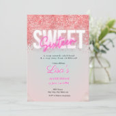 lief zestien Roos roze glitter verjaardag Kaart (Staand voorkant)