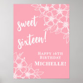 Lief Zestien Roze 16e Verjaardagsfeestje Poster (Voorkant)