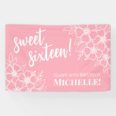 Lief Zestien Roze 16e Verjaardagsfeestje Spandoek (Horizontaal)