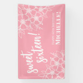 Lief Zestien Roze 16e Verjaardagsfeestje Spandoek (Verticaal)