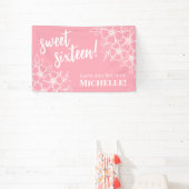 Lief Zestien Roze 16e Verjaardagsfeestje Spandoek (Insitu)