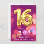 Lief Zestien Roze Bokeh Party Uitnodiging (Voorkant)