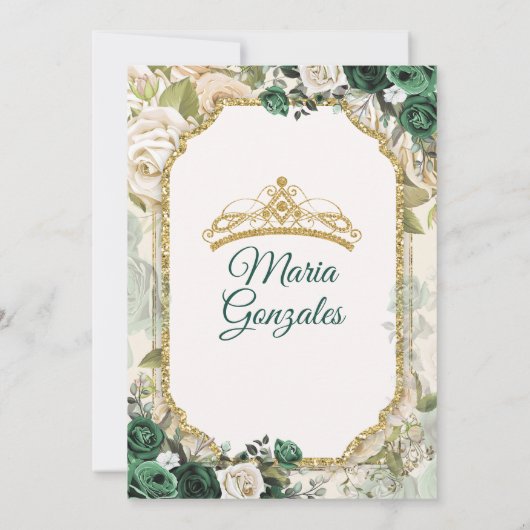 Lief Zestien Smaragd Groen & Goud Verjaardagsfeest Kaart (Achterkant)