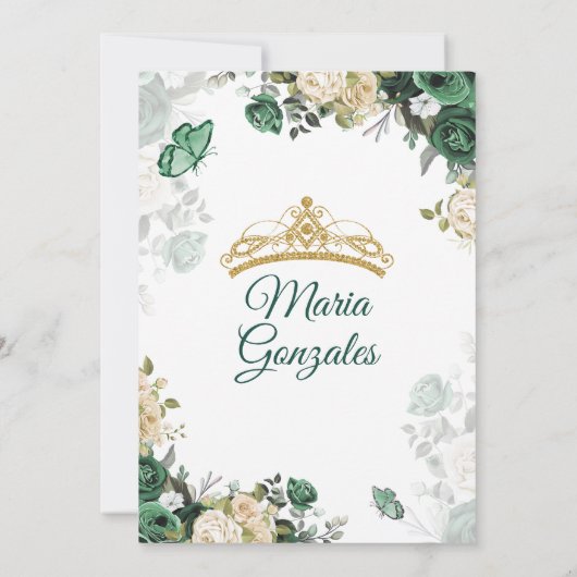 Lief Zestien Smaragd Groen & Wit Verjaardagsfeest Kaart (Achterkant)