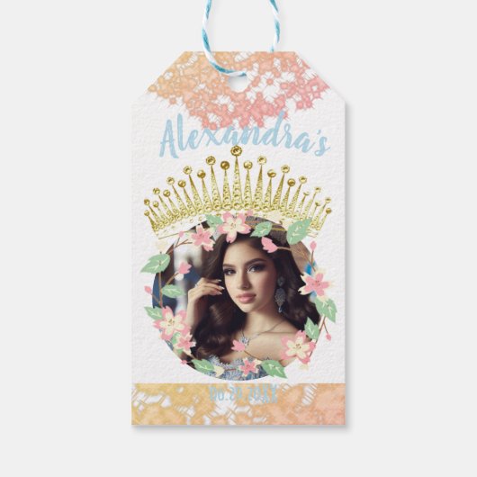 Lief zestien Sprookje Prinses Foto Dank u Cadeaulabel (Achterkant)