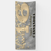 Lief Zestien Verjaardag | Gouden folie en Glitter Spandoek (Verticaal)