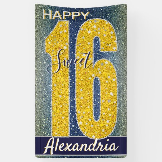 Lief Zestien Verjaardag Sterren | Sky Blue Galaxy Spandoek (Verticaal)