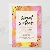 Lief Zestien Verjaardag Uitnodiging | roze abstrac (Voorkant)