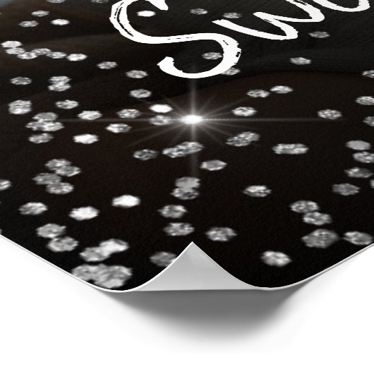 Lief zestien verjaardag zilveren glitter welkomstb poster (Hoek)