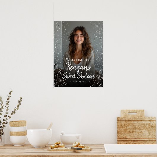 Lief zestien verjaardag zilveren glitter welkomstb poster (Keuken)