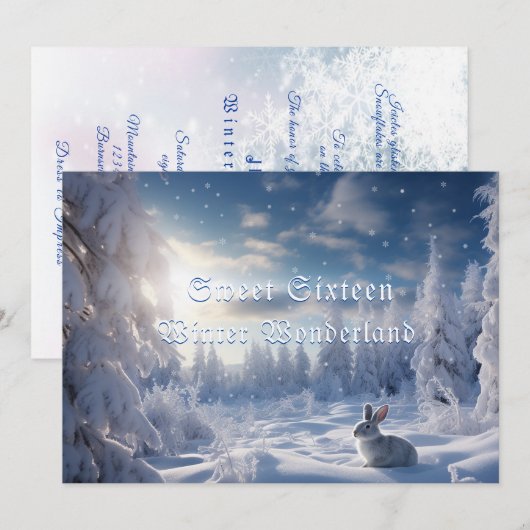 Lief Zestien Winter Wonderland Wit Konijn Kaart (Voorkant / Achterkant)