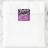 Lief Zestien Zebra Cupcake Party Vierkante Sticker (Tas)
