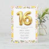 Lief Zestien Zomer Citroen Verjaardagsfeest Kaart (Staand voorkant)