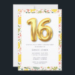 Lief Zestien Zomer Citroen Verjaardagsfeest Kaart<br><div class="desc">Zomer geïnspireerd citroen bloemenblad patroon ontwerp zoete zestien verjaardag partij uitnodiging. Schattige voor elk tienermeisje dat haar lieve zestien in het voorjaar of de zomer viert. Een leuke en heldere zestiende verjaardagsfeestuitnodiging.</div>