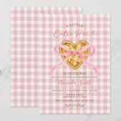 Lief Zoet Hart Roze Strik Gingham Herfst Baby Show Kaart (Voorkant / Achterkant)