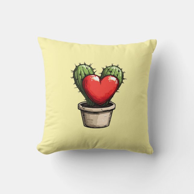 Lief Zoet Modern Romantisch Chic Vetplant Hart Kussen (Voorkant)