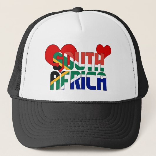 Lief Zuid-Afrika Vlag Harten Patriottisch Trucker Pet (Voorkant)