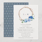 Liefblauw Floral met grote paren Bedankkaart (Voorkant / Achterkant)