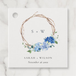 Liefblauw Floral Wooden Wreath Weddenschap Monogra Bedankjes Labels
