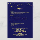 Liefdadigheids-gala bal bedrijfs evenement blauw g menu (Voorkant)