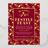Liefdadigheidsfeestmaal goud rood kerstdiner folie feestdagen briefkaart (Voorkant)