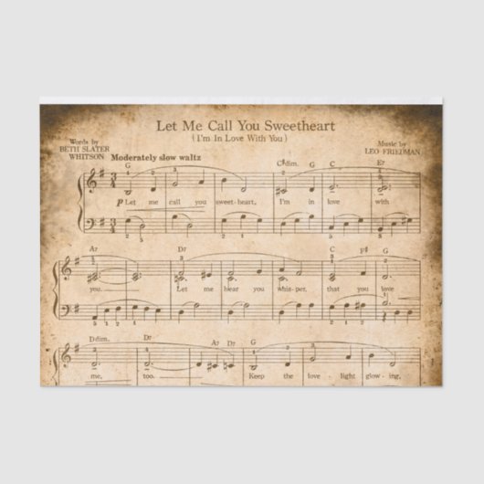 Liefdadigheidspapier ontkoppelen muziek tissuepapier (Voorkant)