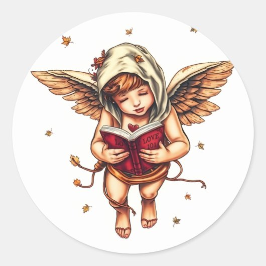Liefde 101: Cupido's Gids voor Romance ❤️📖✨ Ronde Sticker (Voorkant)
