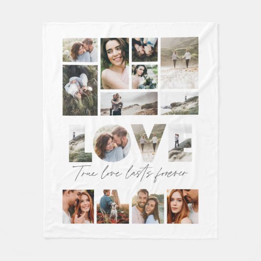 Liefde 16 foto modern, minimaal persoonlijk cadeau fleece deken (Voorkant)