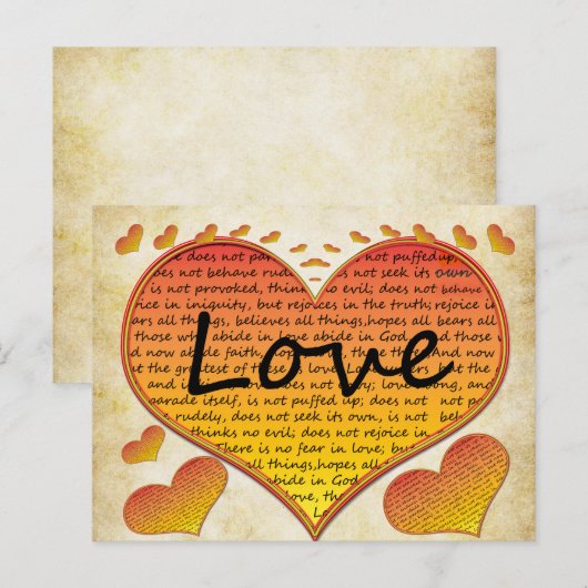 Liefde 1 Corinthians 13 Harten Briefkaart (Voorkant / Achterkant)