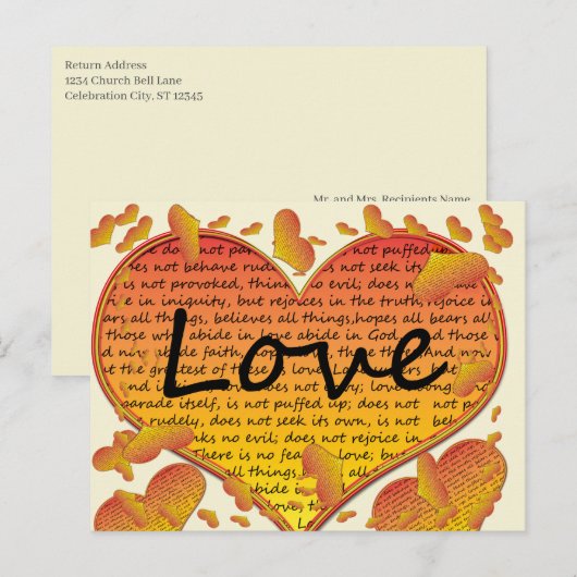 Liefde 1 Corinthians 13 Harten Briefkaart (Voorkant / Achterkant)