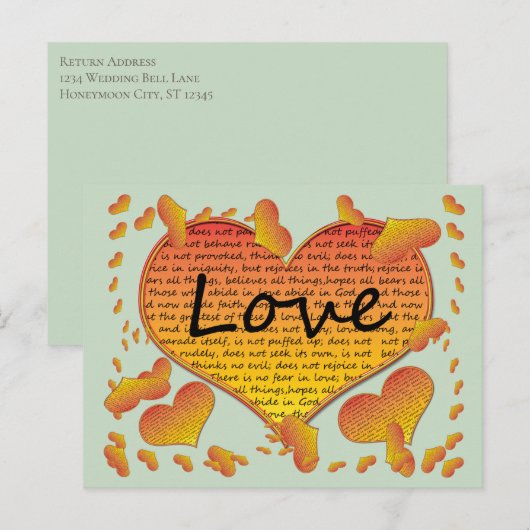 Liefde 1 Corinthians 13 Harten Briefkaart (Voorkant / Achterkant)
