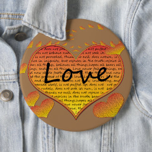Liefde 1 Corinthians 13 Harten Ronde Button 6,0 Cm
