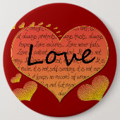 Liefde 1 Corinthians 13 Harten Ronde Button 6,0 Cm (Voorkant)